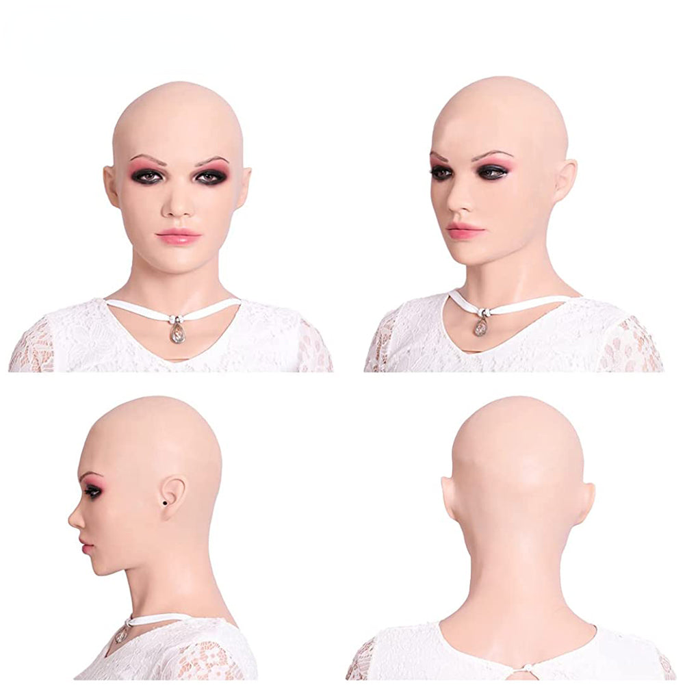 Beatrice Silicone Female Mask Full Face Headware Props for Crossdresser Transvestite Halloween Cosplay Male to Female Party