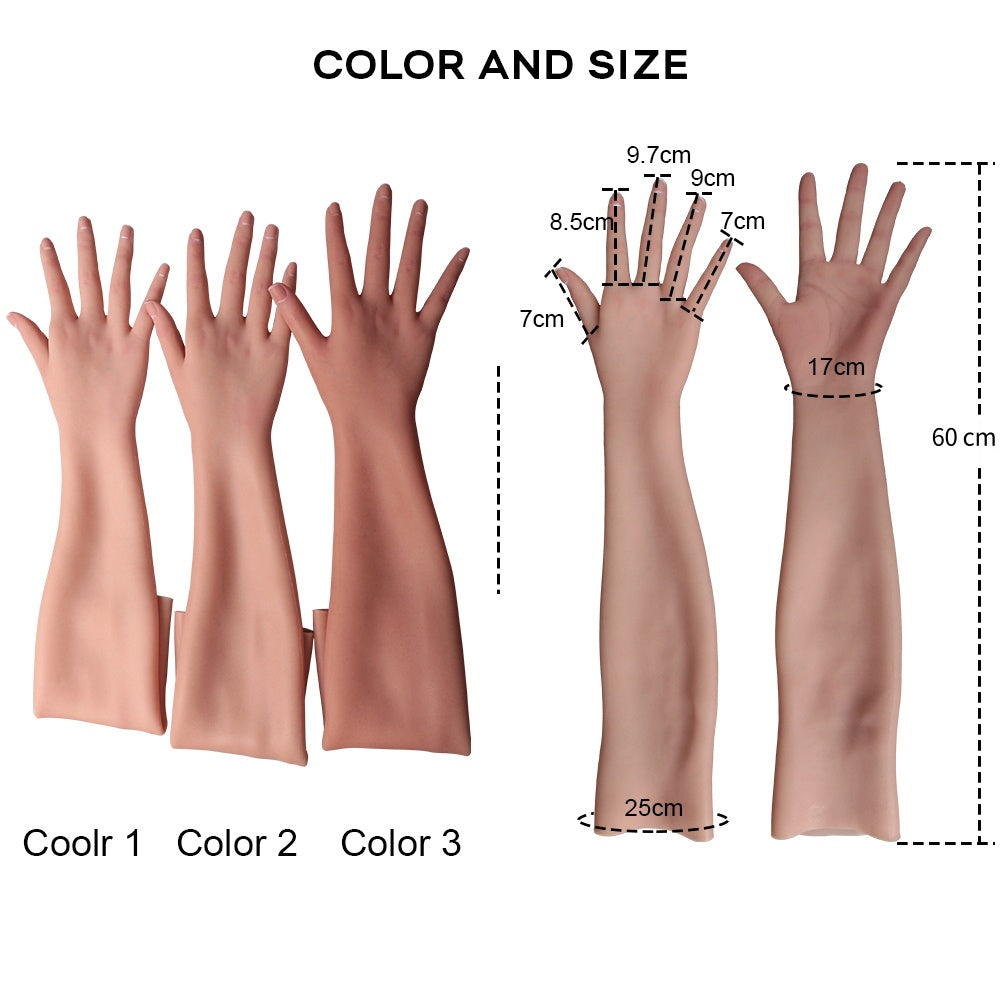 60cm Realistic Female Silicone Gloves With Veins For Cosplay