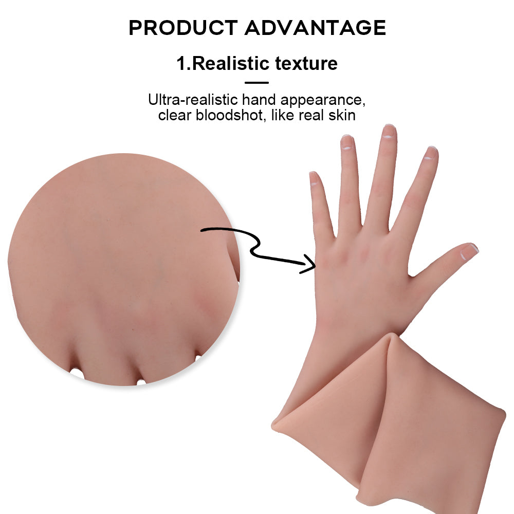 65Cm Realistic Female Silicone Gloves With Veins For Cosplay Cosplay