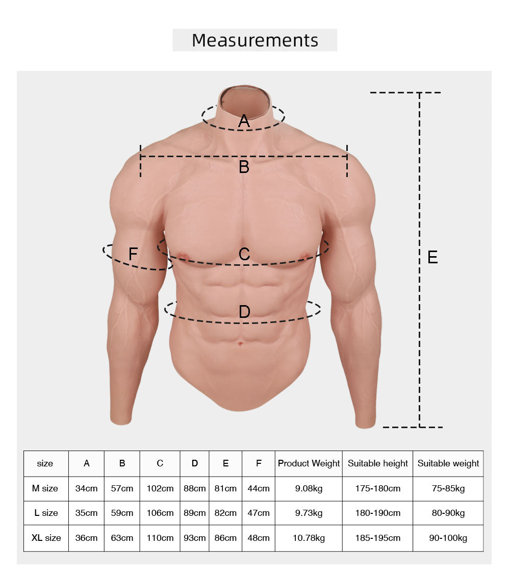 High-simulation silicone muscle suit with arms