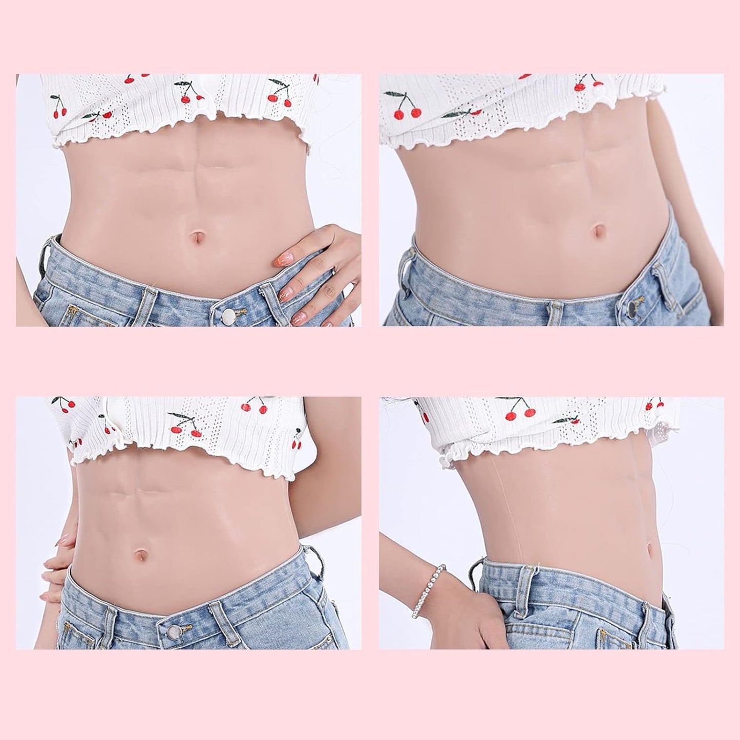 Silicone women's square collar muscle suit fake abdominal muscles model show 1