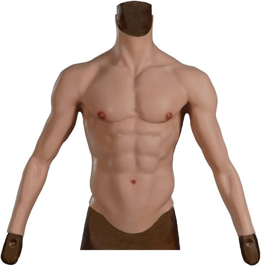 Male Chest Silicone Muscle Suit with Arms, Realistic Fake Muscles Soft Silicone Chest Vest with Clear Skin Textures 1