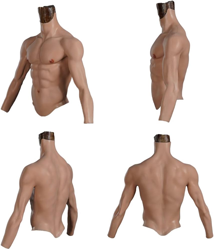 Male Chest Silicone Muscle Suit with Arms, Realistic Fake Muscles Soft Silicone Chest Vest with Clear Skin Textures product display
