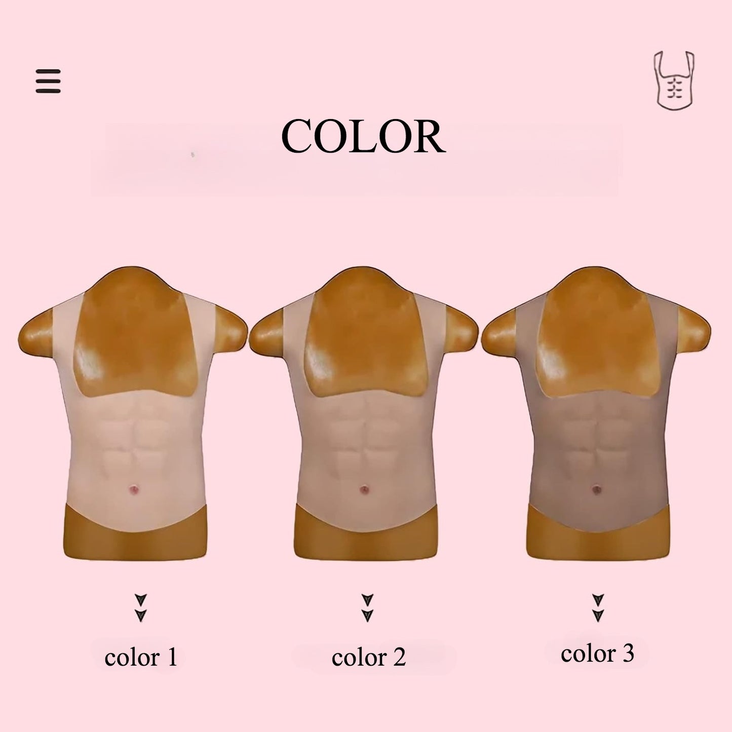 Silicone women's square collar muscle suit fake abdominal muscles 1