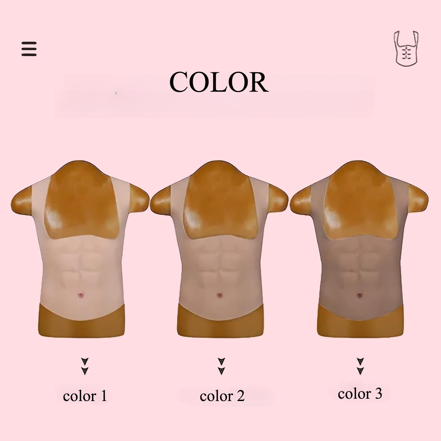 Silicone women's square collar muscle suit fake abdominal muscles 1