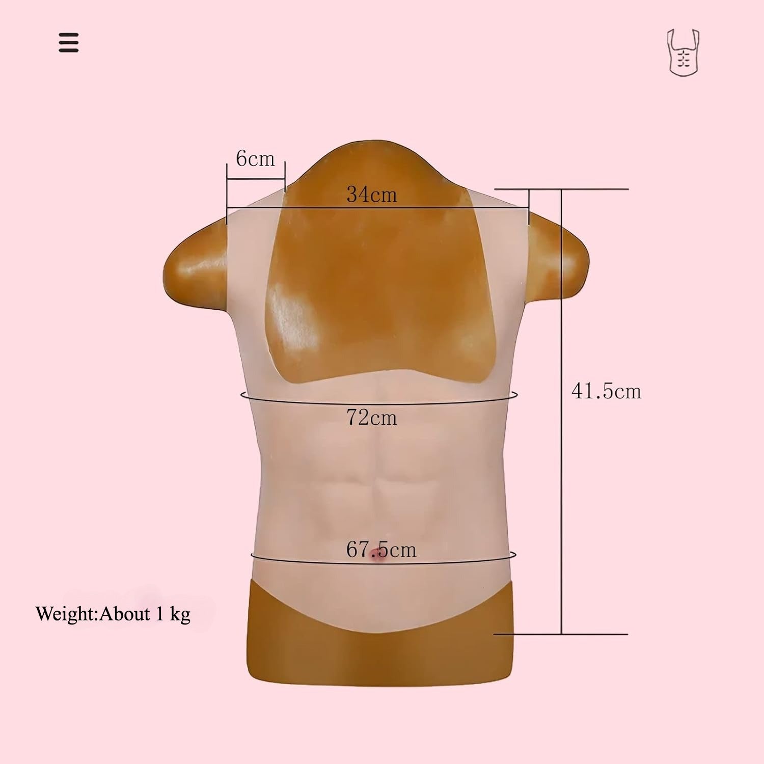 Silicone women's square collar muscle suit fake abdominal muscles
