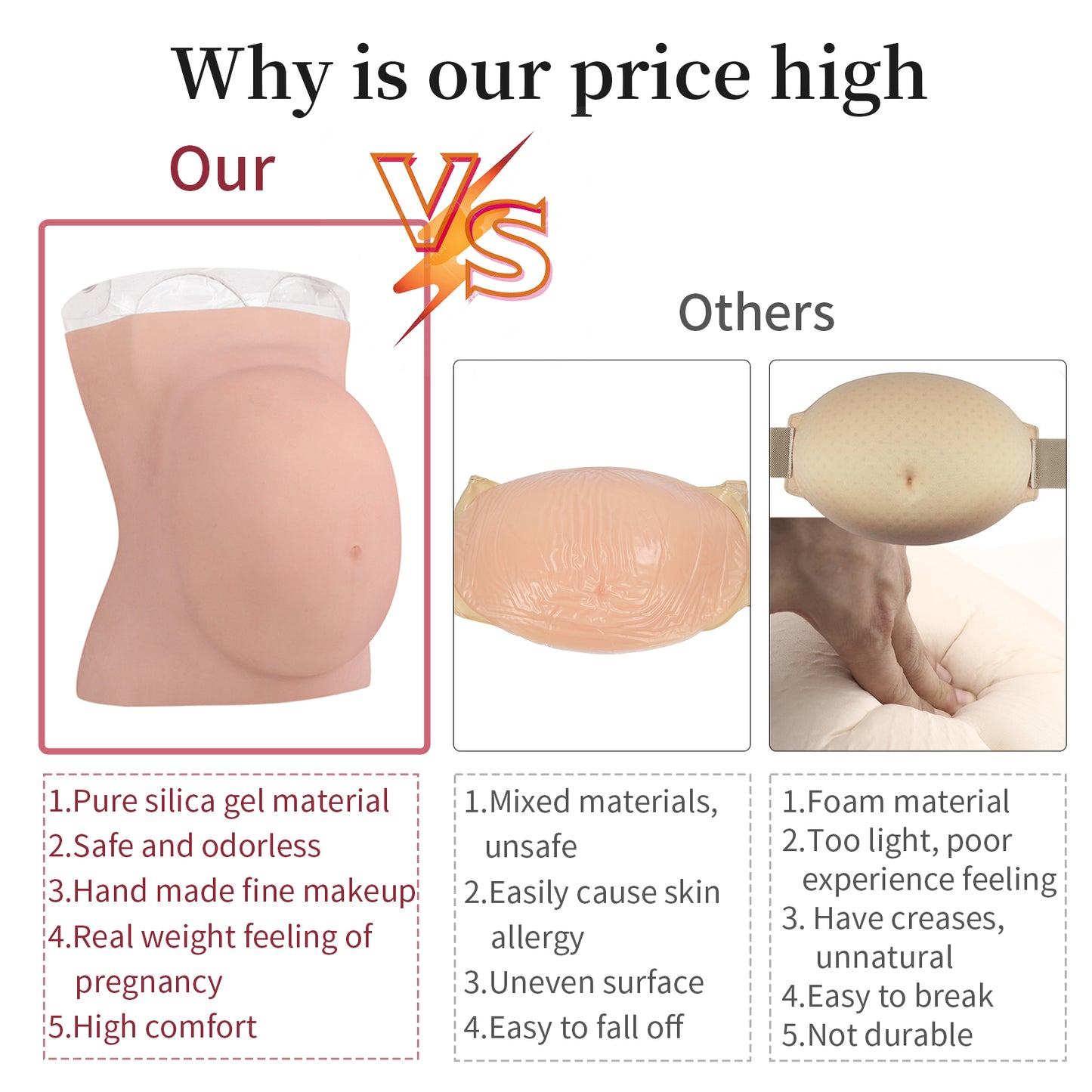 Eyung 100% Artificial 8th Silicone Fake Pregnant Soft Belly Realistic Silicone Pregnancy Jelly Belly For Crossdresser Unisex Cosplay