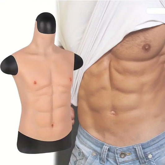 Silicone Fake Male Muscle, Chest Body Belly Men's Accessories, Role-playing Party Stage Performance Show Props
