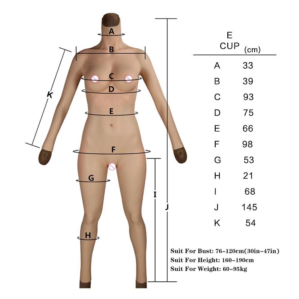 7th Generation Full body No-oil Silicone Bodysuit C and E cup For transvestites