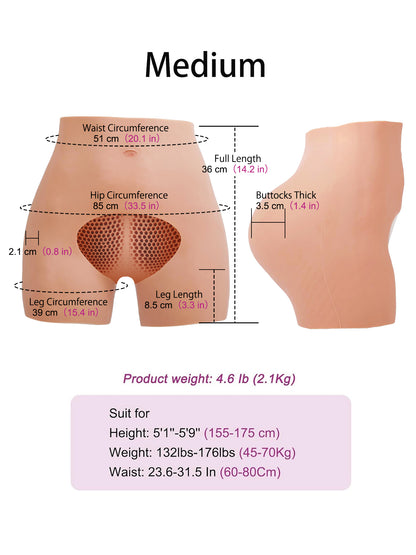 Silicone Panties for Crossdresser Apparel Male to Female Silicone Fake Butt Pants Hip Enhancer