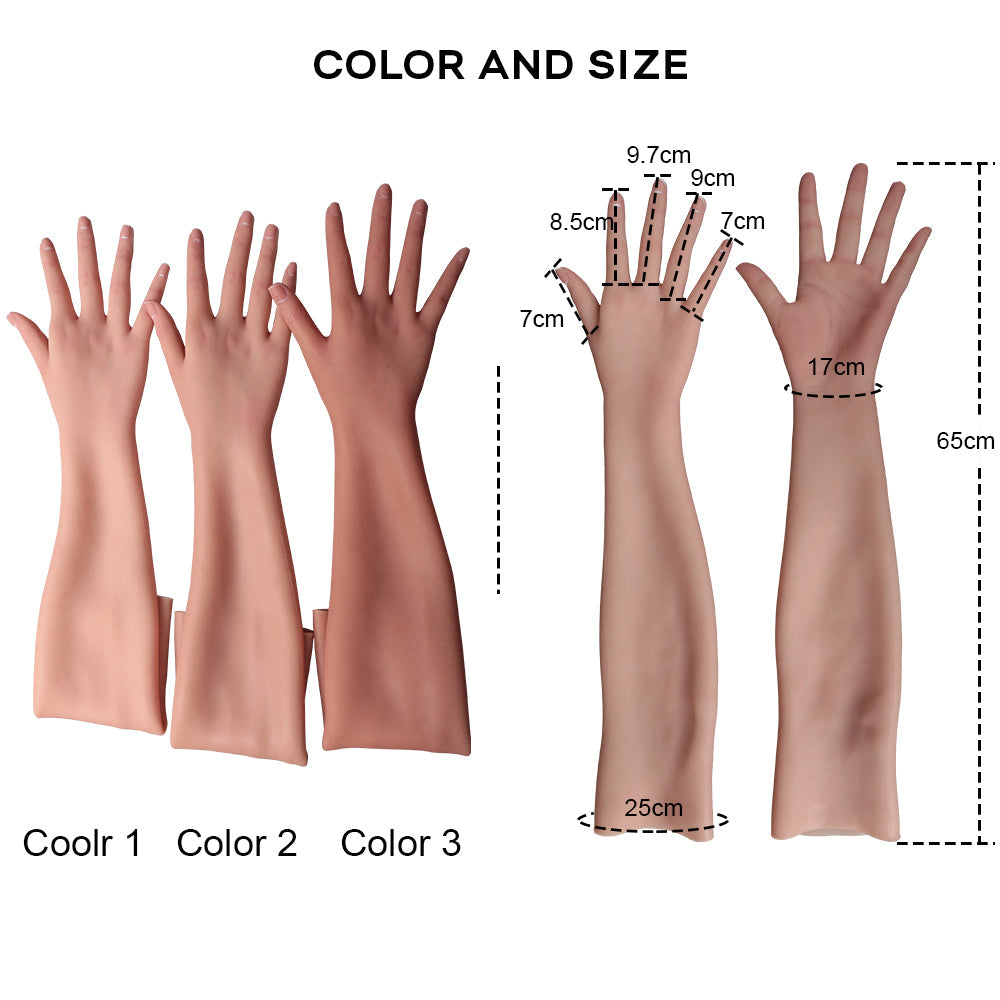 65Cm Realistic Female Silicone Gloves With Veins For Cosplay Cosplay