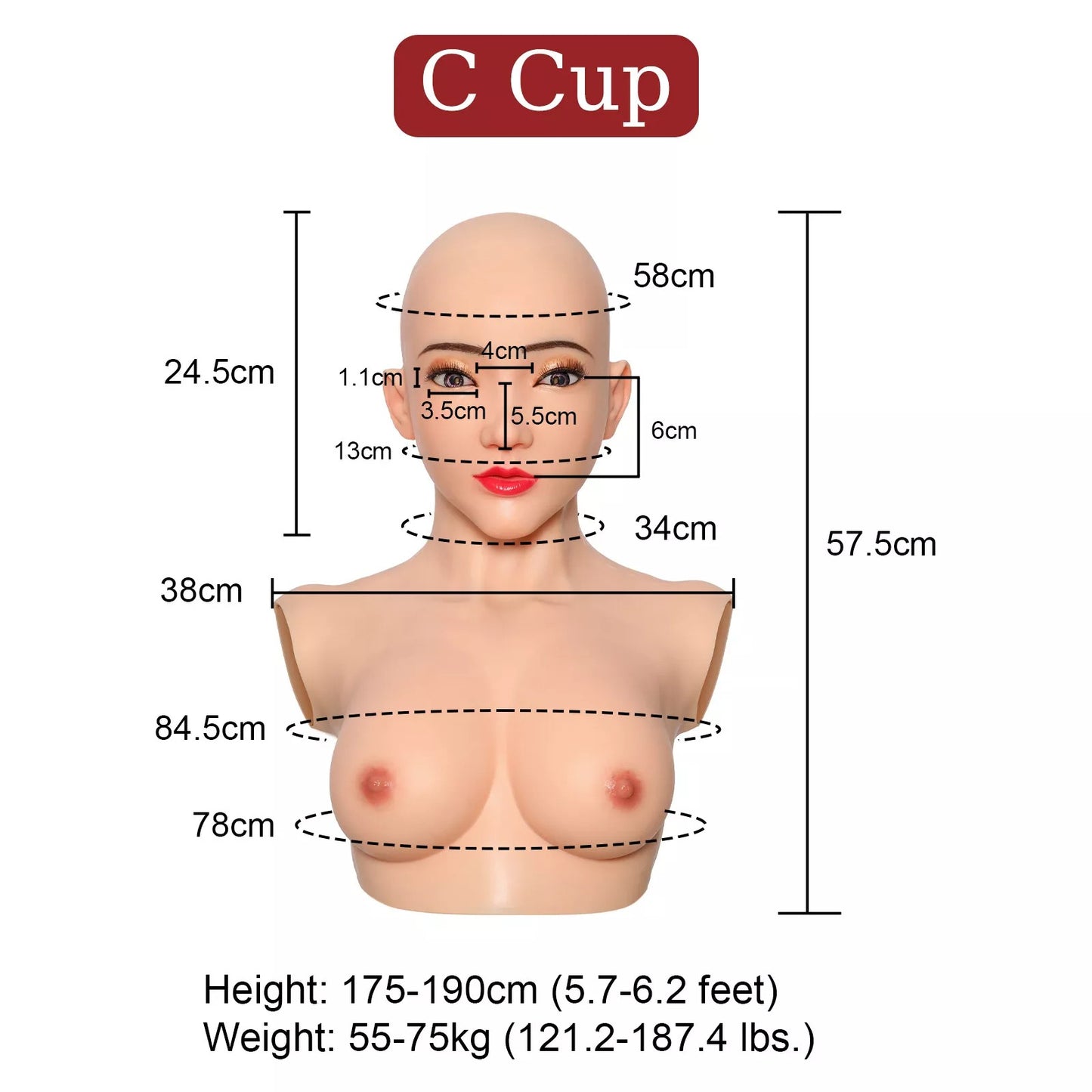 Alice Beauty Crossdressing Head Mask With C cup Breast Forms