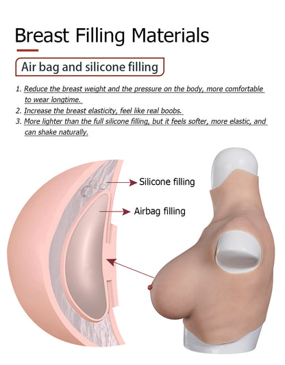 EYUNG 8th New Upgraded Airbag+Silicone or Full Silicone Top Quality Realistic Silicone Breast Forms With Bloodshot Design