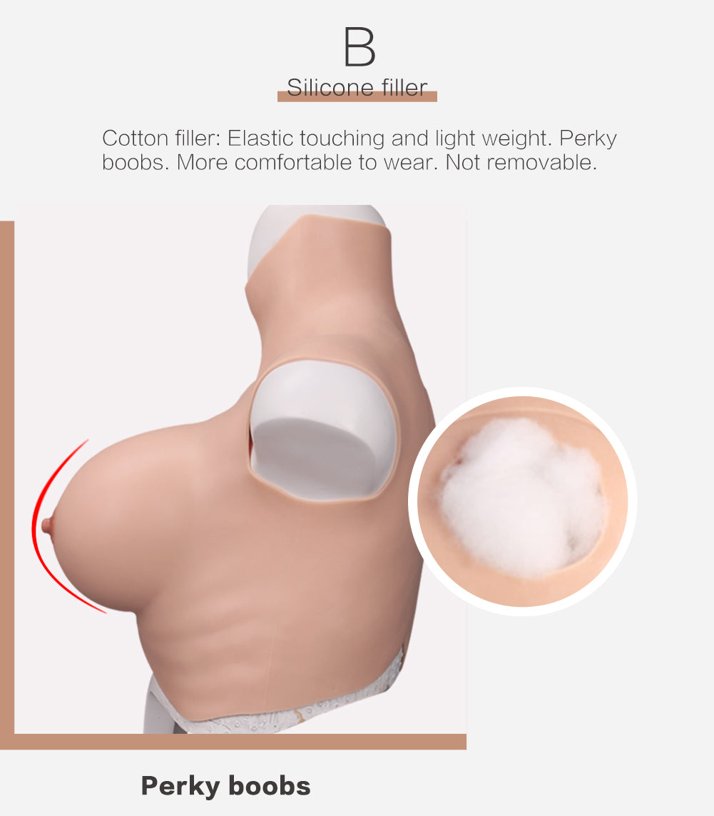 7Th Generation Oil Free Silicone Fake Breast Float Design Cotton Filler For Transvestites Cosplay