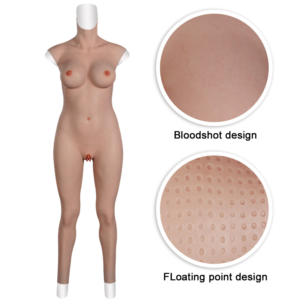 8Th Generation Bloodshot Design Silicone Bodysuit No Arms With Fake Breasts Vagina Pussy Panties