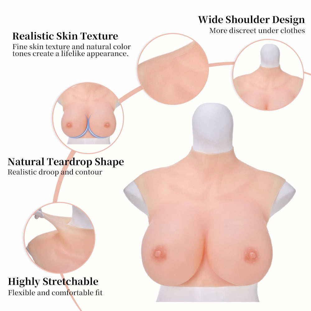 Eyung New 4th Generation Lightweight Silicone Breast Forms – Natural Teardrop Fake Boobs, Multi Size for Crossdressers & Cosplay