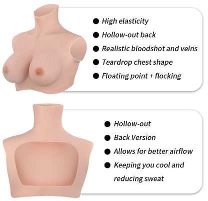 The 9th Generation Hollow Flocking on the Back + Floating Bloodshot Design oil-free Silicone Breast Forms