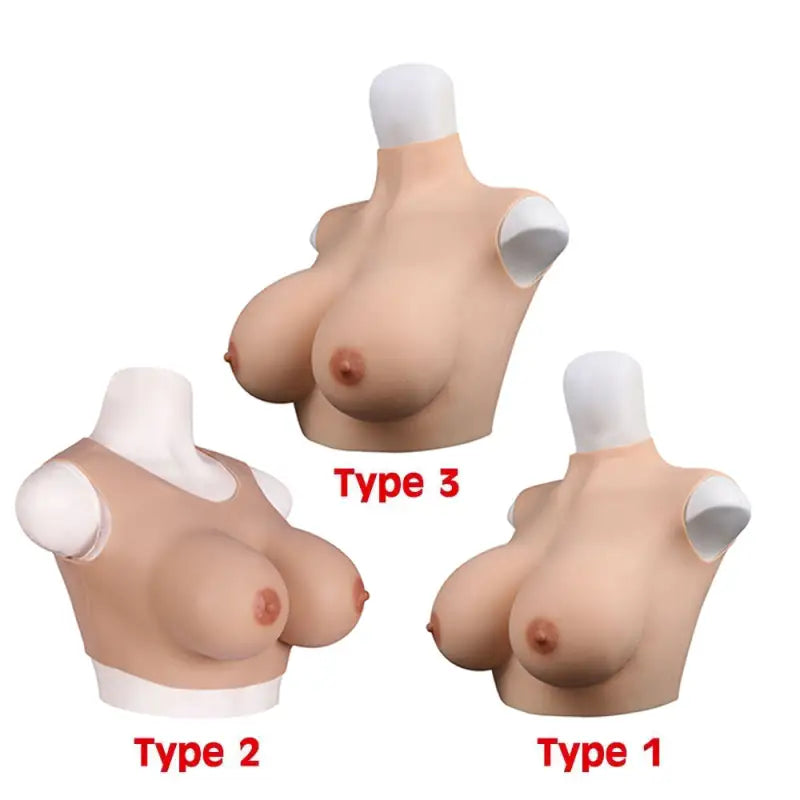 4Th Generation Silicone Fake Chest High Collar Round For Transvestite Crossdresser
