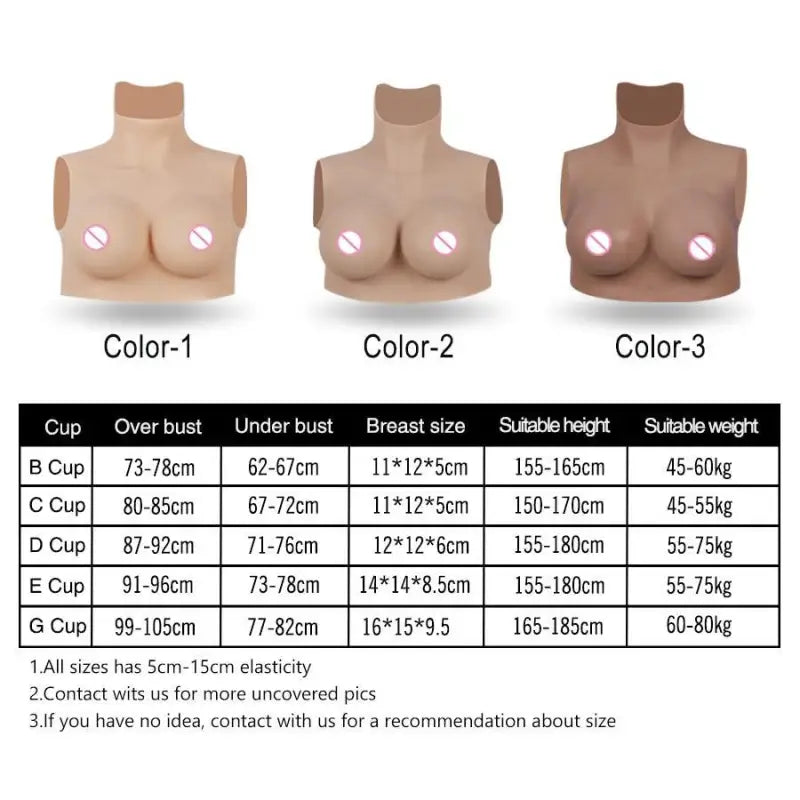 4th Generation Crossdresser Silicone Breast Forms Fake Chest high collar round collar - Eyung Crossdress