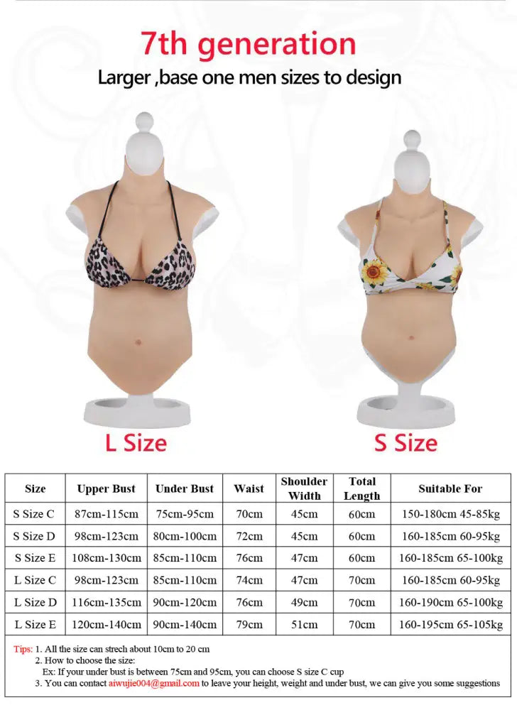 7Th Generation No - Oil Silicone Half Body Breastplate Huge Fake Boobs For Crossdresser