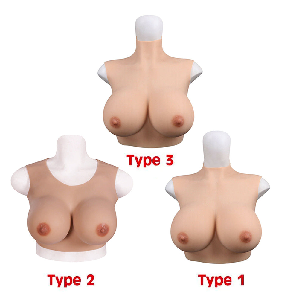 4Th Generation Silicone Fake Chest High Collar Round For Transvestite Crossdresser