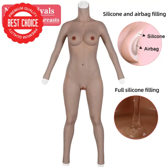 9Th Oil-Free Silicone Bodysuit Makeup With Cool Floating Pussy For Transgender Shemale Boobs Plate