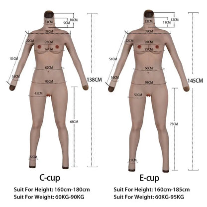 9th Oil-Free Silicone Bodysuit Makeup With Cool Floating Pussy Pussy For Transgender Shemale Boobs Plate Male To