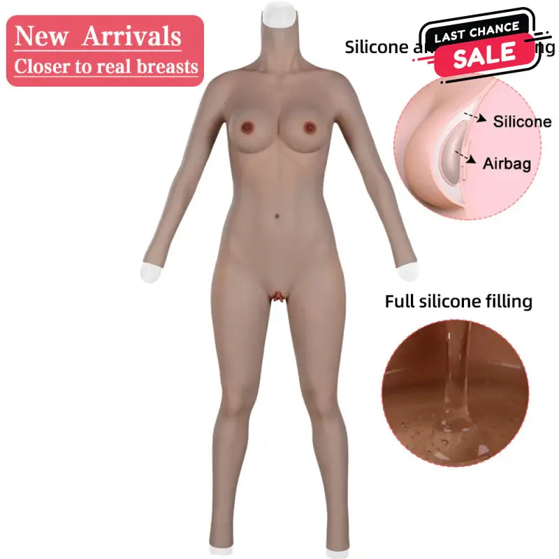 9th Oil-Free Silicone Bodysuit Makeup With Cool Floating Pussy Pussy For Transgender Shemale Boobs Plate Male To