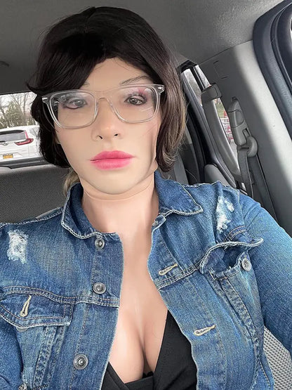 Beatrice Silicone Female Mask Full Face Headware Props for Crossdresser Transvestite Halloween Cosplay Male to Female