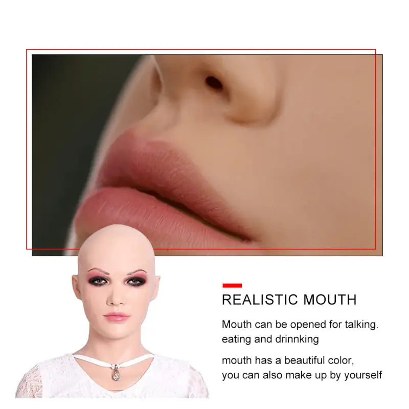 Beatrice Silicone Female Mask Full Face Headware Props for Crossdresser Transvestite Halloween Cosplay Male to Female