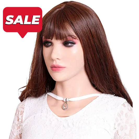 Beatrice Silicone Female Mask Full Face Headware Props for Crossdresser Transvestite Halloween Cosplay Male to Female