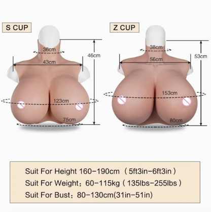 Extra Large S cup Z Cup Silicone Inflatable Breasts