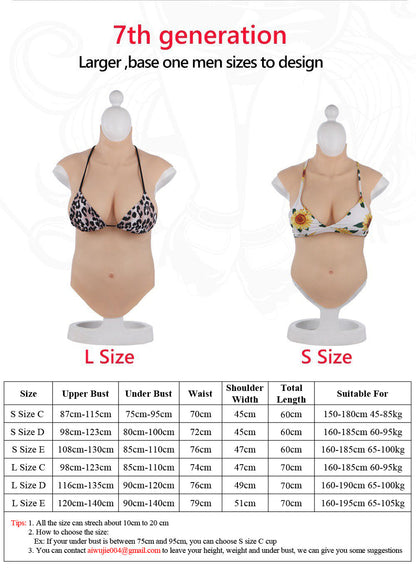 7Th Generation No - Oil Silicone Half Body Breastplate Huge Fake Boobs For Crossdresser