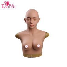 将图片加载到图库查看器，Full Head Маsk With Silicone Breast Forms Female Silicone Boobs Female Head Mask Silicone filled - Eyung Crossdress
