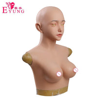 将图片加载到图库查看器，Full Head Маsk With Silicone Breast Forms Female Silicone Boobs Female Head Mask Silicone filled - Eyung Crossdress
