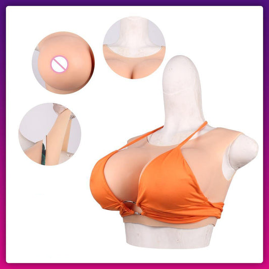 EYUNG Formes mammaires en silicone à col rond bas en coton élastique 
