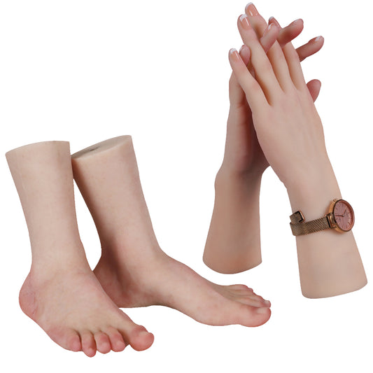 Eyung Simulation modèle de main modèle de pied couleur de peau rougeâtre exposition accessoires de silicone fétichisme des pieds forme réelle modèle de pied féminin sexy 