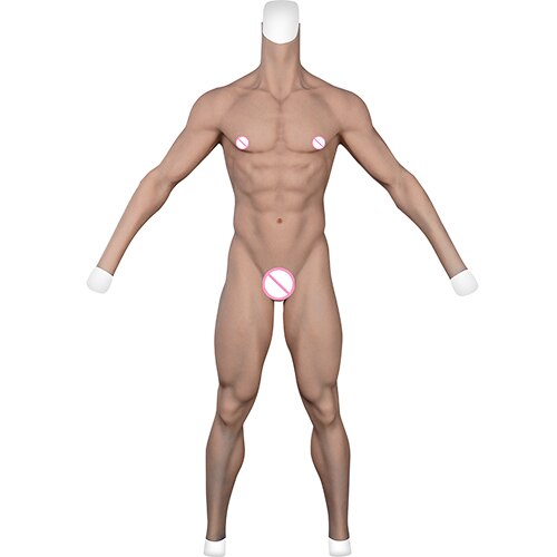 Flexible Fake Muscles Suit Full Bodysuit Fake Muscle Chest Silicone Chest Male Macho Cosplay Costumes Fake Chest Prostheses