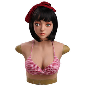 Full Head Маsk With Silicone Breast Forms Female Silicone Boobs Female Head Mask Silicone filled - Eyung Crossdress