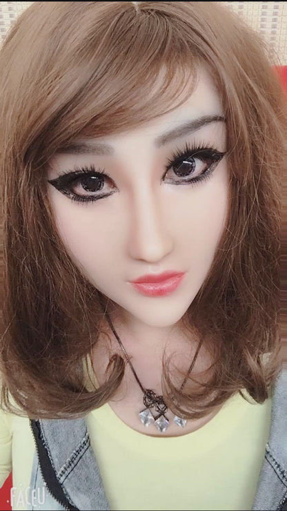 EYUNG Female Girls Silicone Face Realistic Lifelike Kawaii Lovely Half Mask Body for Crossdresser Drag Queen Shemale Transgender Sissy